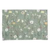 Salie Groen Geel Wit Boho Wilde Bloemen Bloemstuk Kussensloop (Voorkant-Rechts)