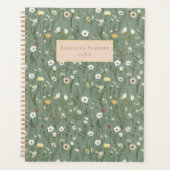 Salie Groen Geel Wit Wildflowers Boho Jaarlijks Planner (Voorkant)