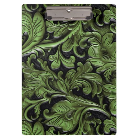 salie groen geslepen leer klembord (Voorkant)