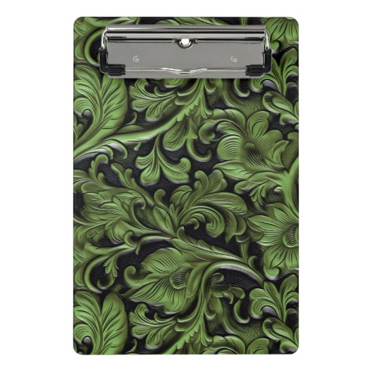 salie groen geslepen leer mini klembord (Voorkant)