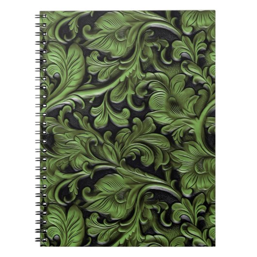  salie groen geslepen leer notitieboek (Voorkant)