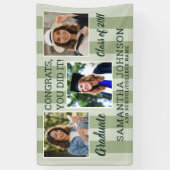 Salie Groen Gestreepte 3 Foto Collage Afstudeerfee Spandoek (Verticaal)