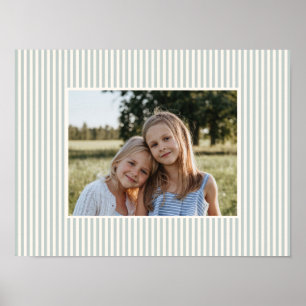 Salie Groen Gestreepte Familie Foto Aandenken Poster