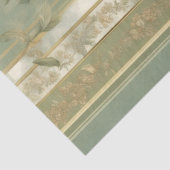 Salie groen gestreepte gouden bloem cadeau verpakk tissuepapier (Detail)