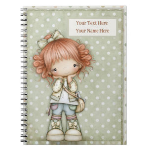 Salie Groen Ginger Rood Pastel Roze Retro Stippen  Notitieboek