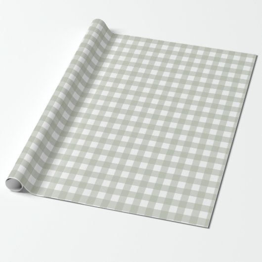 Salie groen Gingham patroon Cadeaupapier (Uitgerold)