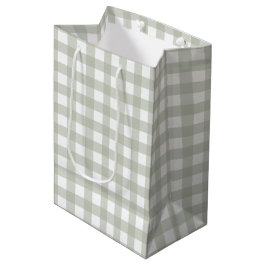 Salie groen Gingham patroon Medium Cadeauzakje