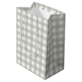 Salie groen Gingham patroon Medium Cadeauzakje (Achterkant Gekanteld)
