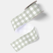 Salie groen Gingham patroon Satijnen Lint (Achterkant)