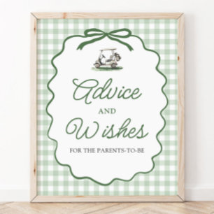 Salie Groen Gingham Strik Golf Advies en Wensen Bo Poster