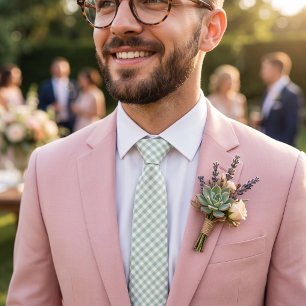 Salie groen gingham stropdas