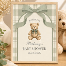 Salie Groen Gingham Teddybeer Welkom