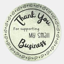 Salie groen glittereffect bedanksticker vel ronde sticker