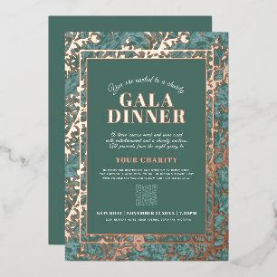 Salie groen goud botanica patroon gala diner evene folie uitnodiging