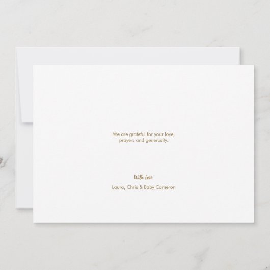 Salie groen goud Custom Modern Baby Doop Kaart (Achterkant)