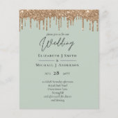 Salie Groen Goud Druppelende Glitter Bruiloft Scri (Voorkant)