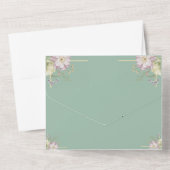 Salie groen, goud en bloem spray all in one uitnodiging (Achterkant)