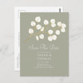 Salie groen goud eucalyptus bladeren Save the date Briefkaart (Voorkant / Achterkant)