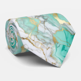 Salie Groen Goud Marmer Steen Elegant Stropdas