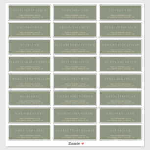Salie Groen Goud Moderne Formele Trouwadreskaart Sticker