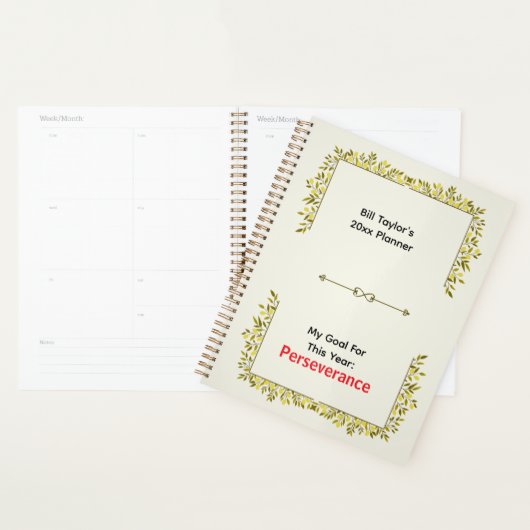Salie Groen & Goud Motief Volharding Doel Planner (Display)
