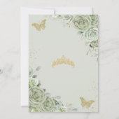 Salie Groen Goud Quinceanera Zoete 16 Vlinders Save The Date (Achterkant)