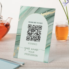 Salie groen goud venmo betaal QR-code Reclamebord Met Voetstuk