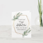Salie Groen Gouden Bloemen Wil je mijn Bruidsmeisj Bedankkaart (Voorkant)
