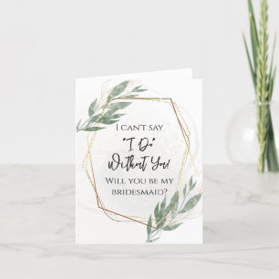 Salie Groen Gouden Bloemen Wil je mijn Bruidsmeisj Bedankkaart