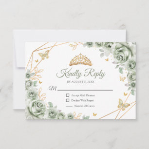 Salie Groen Gouden Bloemstuk Quinceanera Antwoord