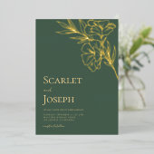 Salie Groen Gouden Botanische QR Code RSVP Huwelij Folie Uitnodiging (Staand Voorkant)
