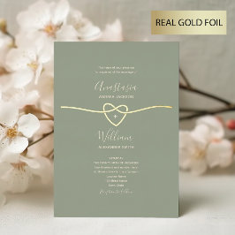 Salie Groen Gouden Bruiloft Folie Uitnodiging