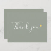 Salie Groen Gouden Hart Script Zakelijke Dankjewel Briefkaart (Voorkant / Achterkant)