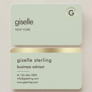 Salie Groen Gouden Monogram Visitekaartje