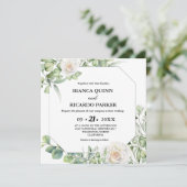 Salie Groen groen groen eucalyptus vierkant bruilo Kaart (Staand voorkant)