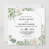 Salie Groen groen groen eucalyptus vierkant bruilo Kaart (Voorkant)
