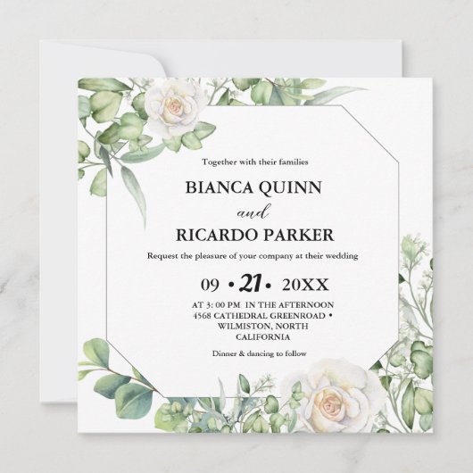 Salie Groen groen groen eucalyptus vierkant bruilo Kaart (Voorkant)