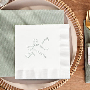 salie groen Hand getrokken Bow Girl Baby shower Servet