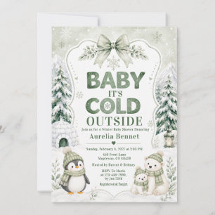 Salie Groen Het Is Koud Buiten Winter Baby Borrel Kaart
