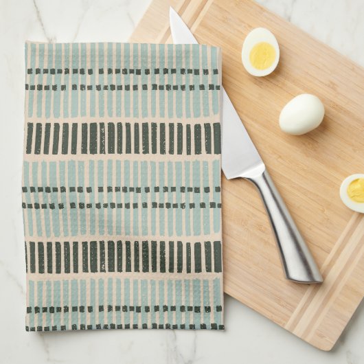 salie groen houtskool crème abstracte verticale st theedoek (Quarter Fold)