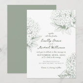 Salie groen Hydrangea Bloemenbruiloft Kaart (Voorkant / Achterkant)