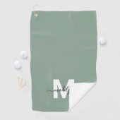 Salie groen Initiaal naam monogram Golfhanddoek (Insitu)