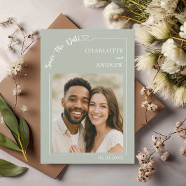 Salie Groen Ivory foto trouw Save the Date