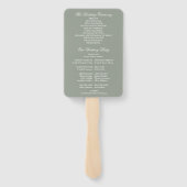 Salie groen klassiek art deco huwelijksprogramma handwaaier (Achterkant)