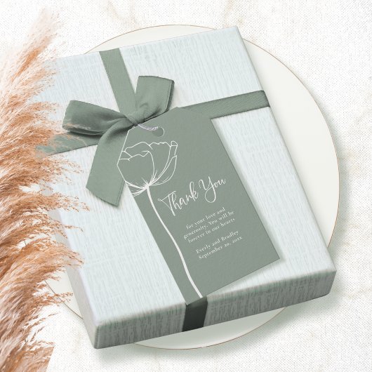 Salie Groen Krachtig Eenvoudig Bloem Bruiloft Beda Cadeaulabel