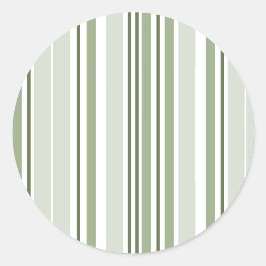 Salie groen (licht, medium, donker) en witte strep ronde sticker (Voorkant)