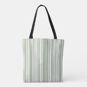 Salie Groen (Licht, Medium, Donker) en Witte Strep Tote Bag (Achterkant)