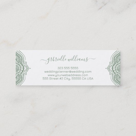 Salie groen lijst op witte achtergrond 2 mini visitekaartje (Achterkant)