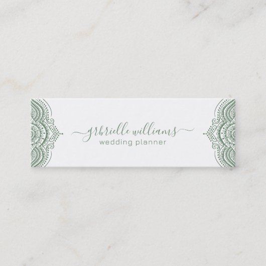 Salie groen  lijst op witte achtergrond mini visitekaartje (Voorkant)