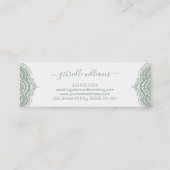 Salie groen  lijst op witte achtergrond mini visitekaartje (Achterkant)